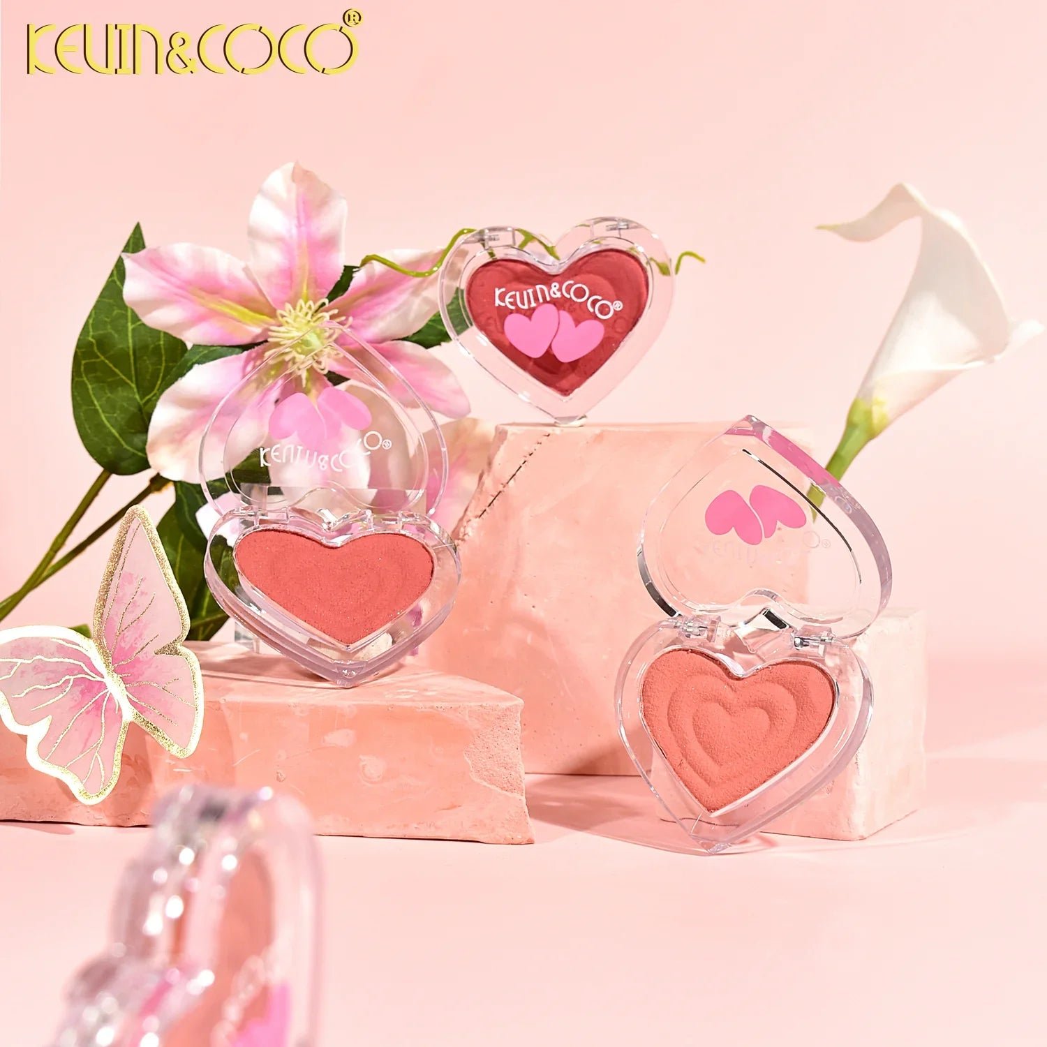 Kevin_coco4-COLORHeartShapeBoxAIRYMOUSSEBLUSHSET4.jpg Kevin & Coco - Heart Gift Set 4 Colors Mousse Blush Palette - Image 1