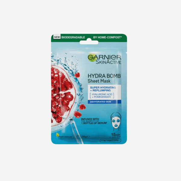 Garnier Skin Active Hydra Bomb Pomegranate Tissue Face Mask, Hydrating And Replenishing 28G