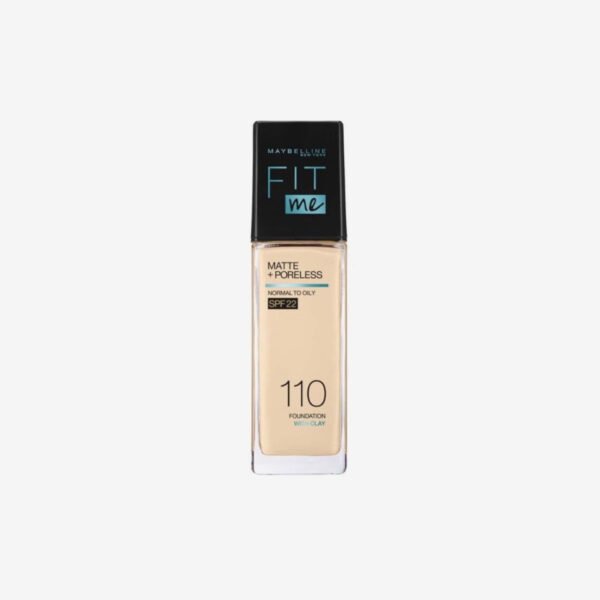 Maybelline Ny New Fit Me Matte + Poreless Liquid Foundation Spf 22 - 110 Porcelain 30Ml - For Normal To Oily Skin
