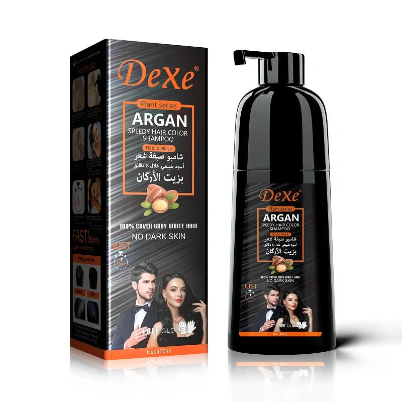 Dexe-HairColorShampooArganSpeedyNaturalBlack420Ml.jpg Dexe - Hair Color Shampoo Argan Speedy Natural Black 420Ml - Image 1